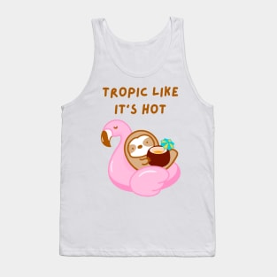 Tropic Like It’s Hot Flamingo Float Coconut Drink Sloth Tank Top